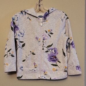 Old Navy grey/purple floral zip up hoodie